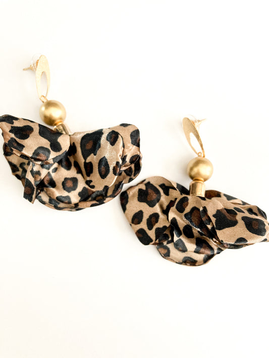 Leopard Silky Fabric Earrings