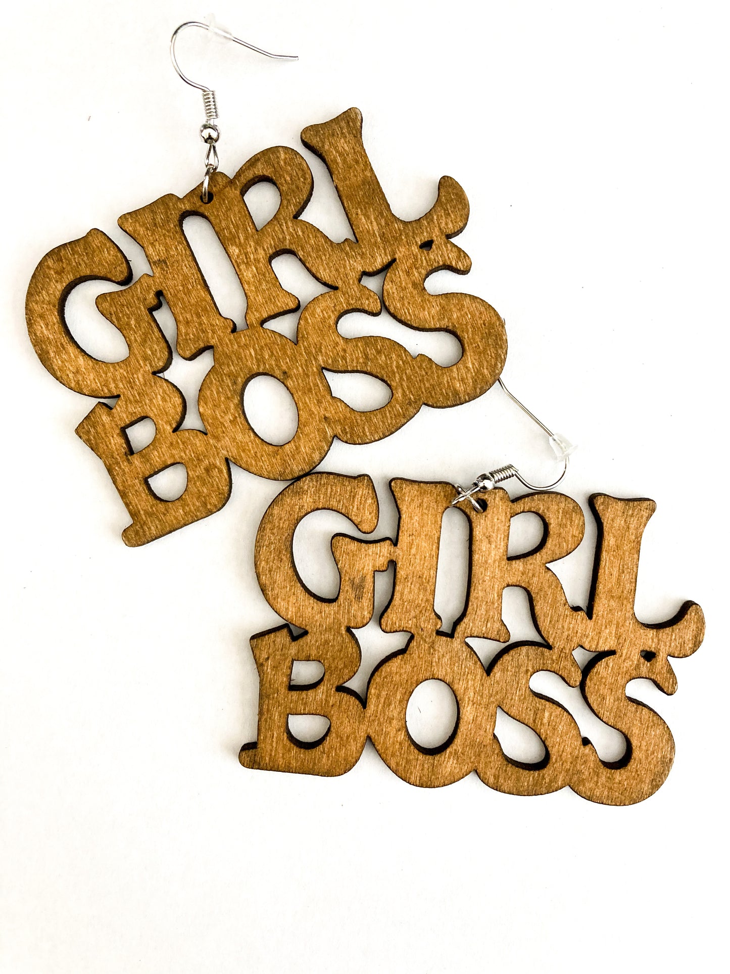 Girl Boss Wooden Earrings