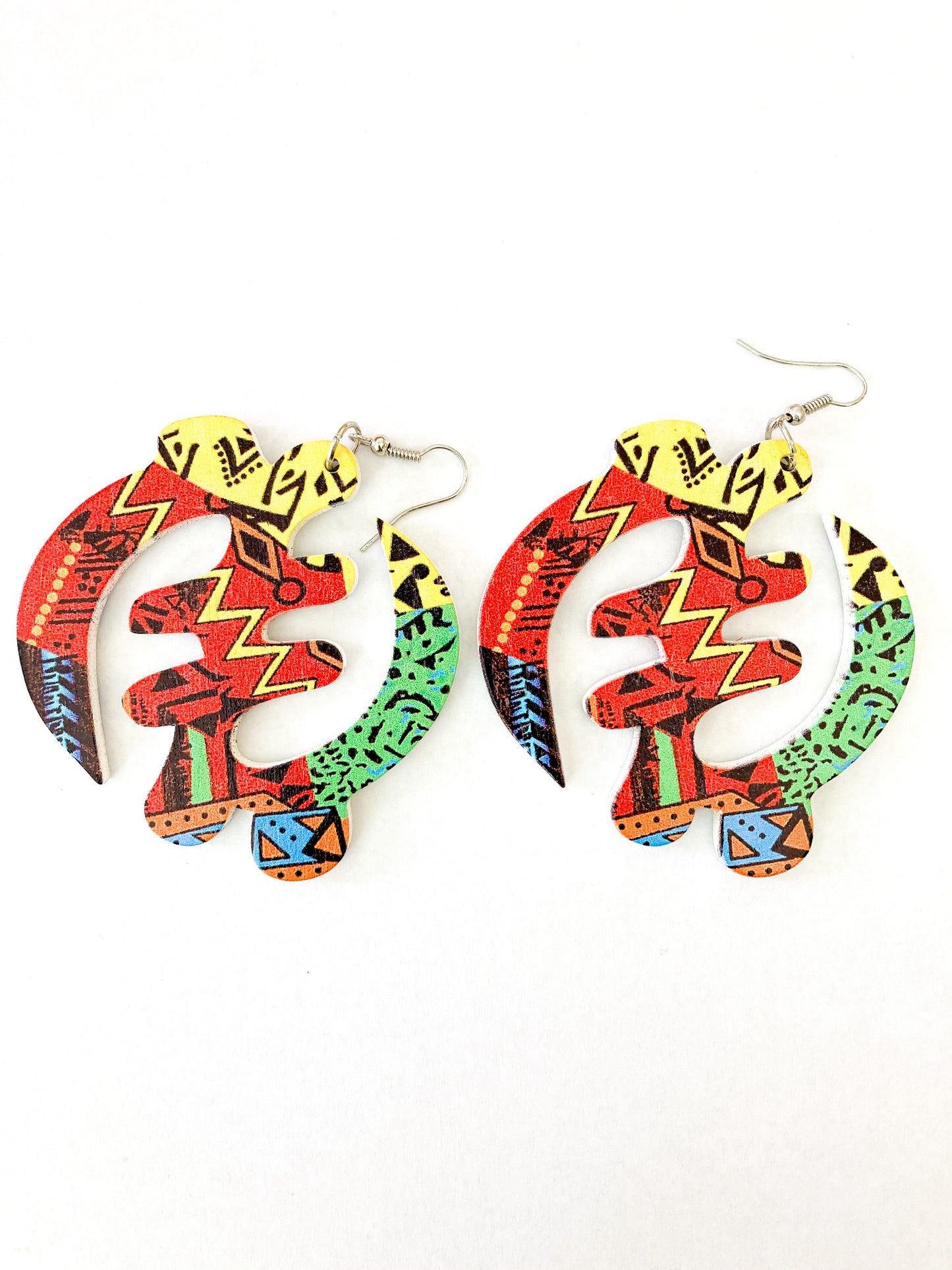 Nyame Adinkra Wooden Earrings