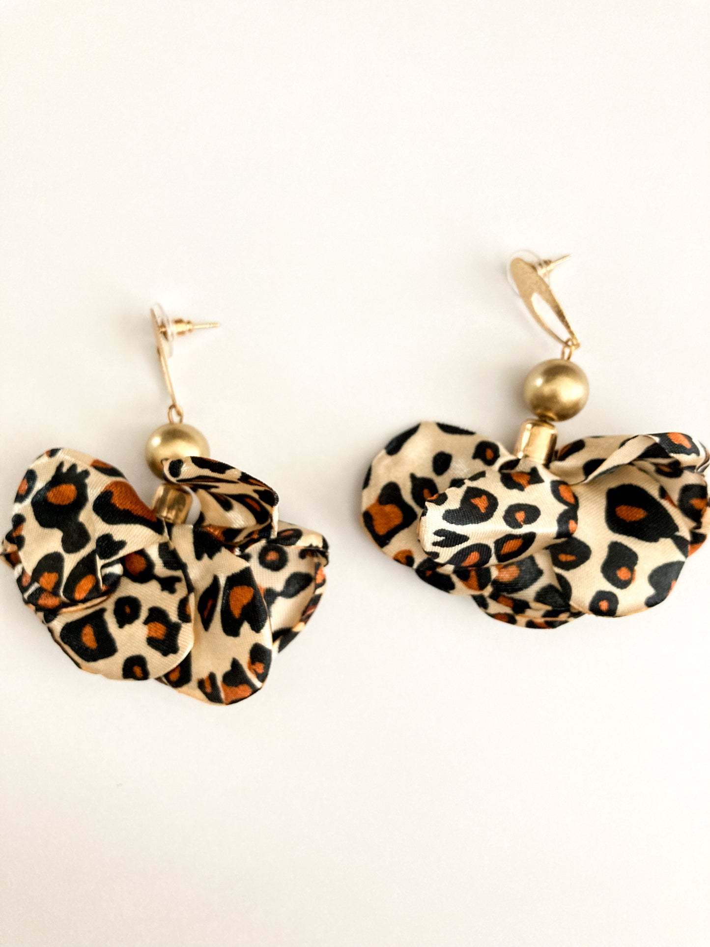 Leopard Silky Fabric Earrings