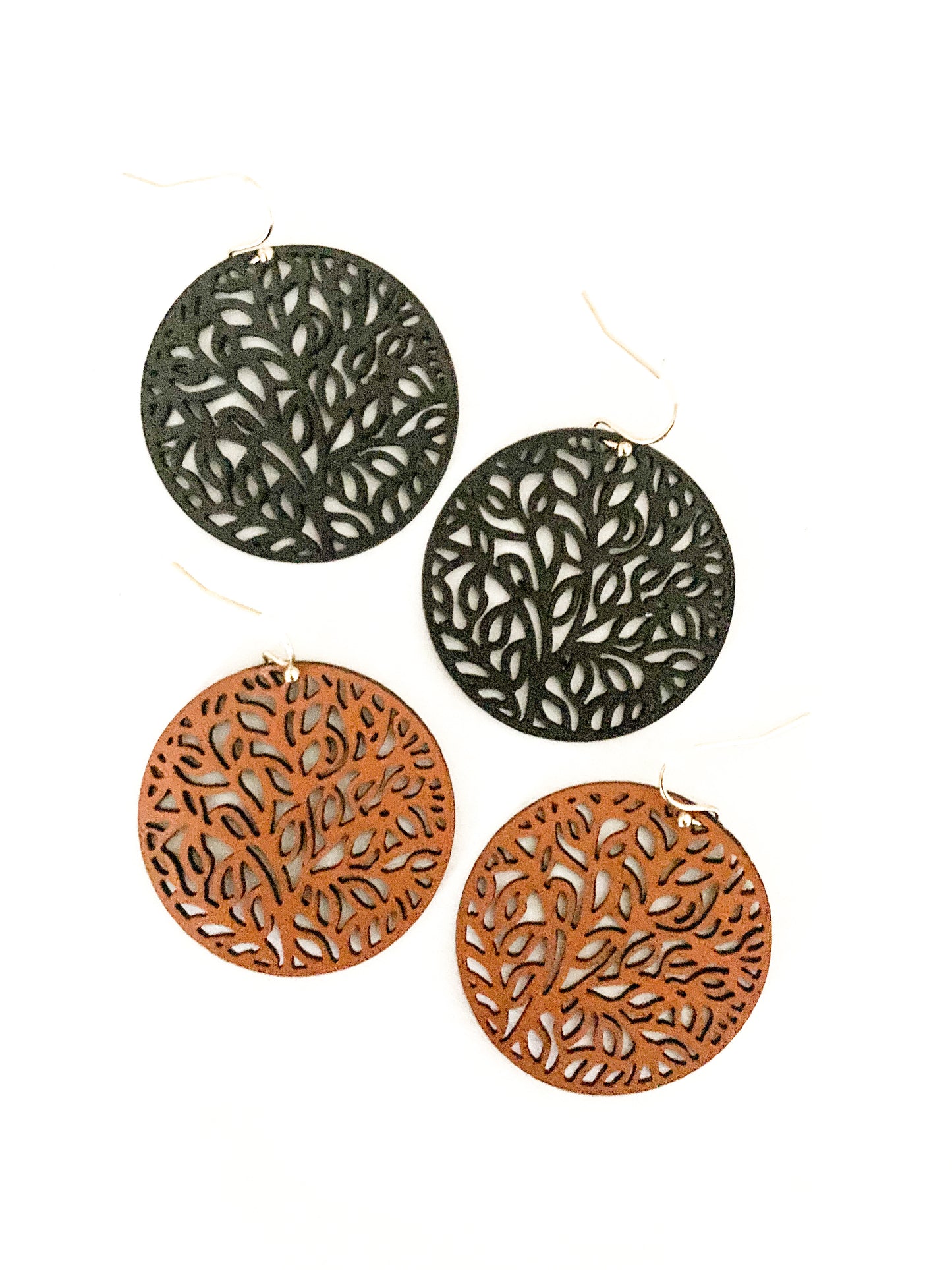 Tree Of Life Vegan Leather Earrings