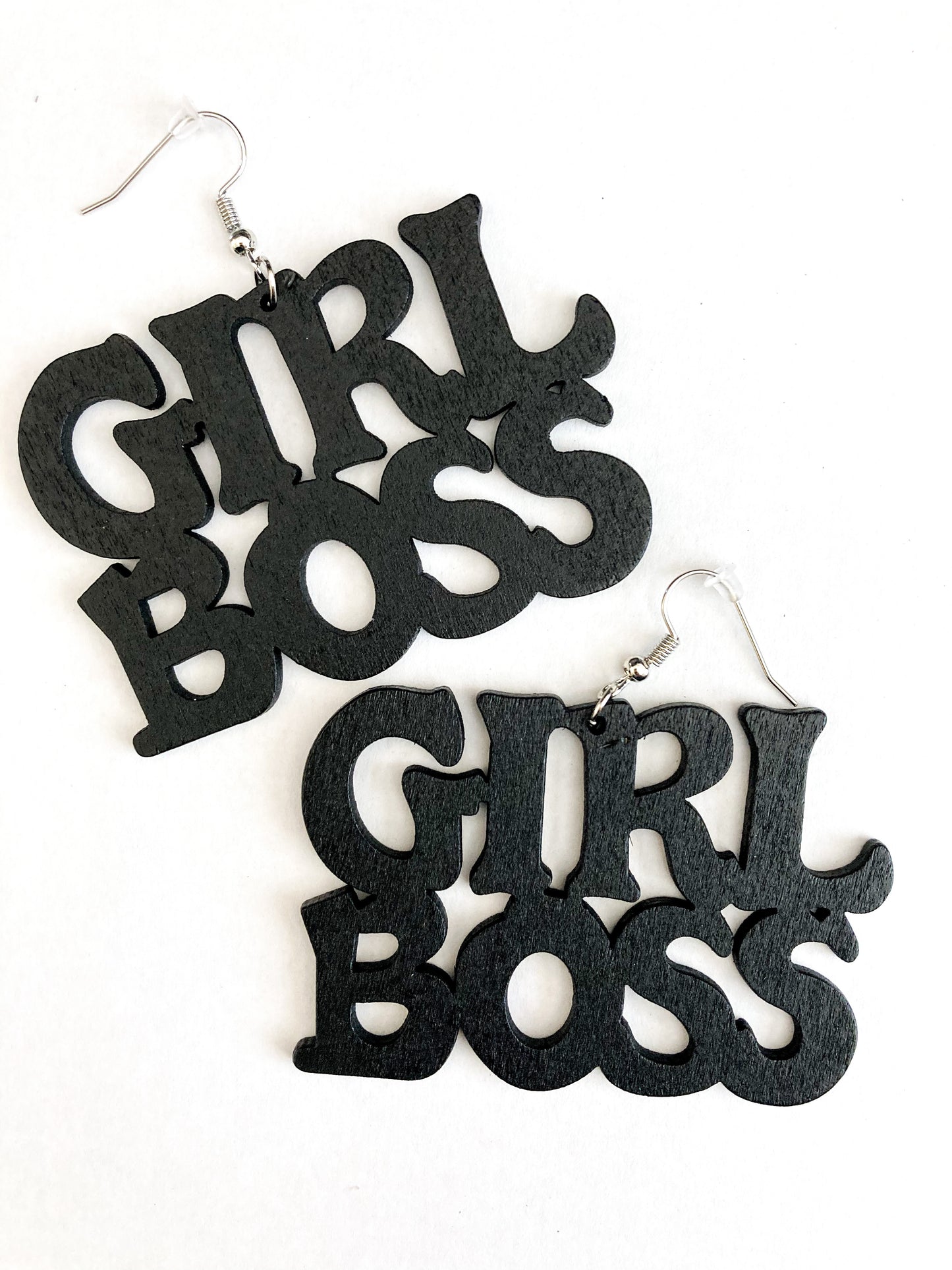 Girl Boss Wooden Earrings