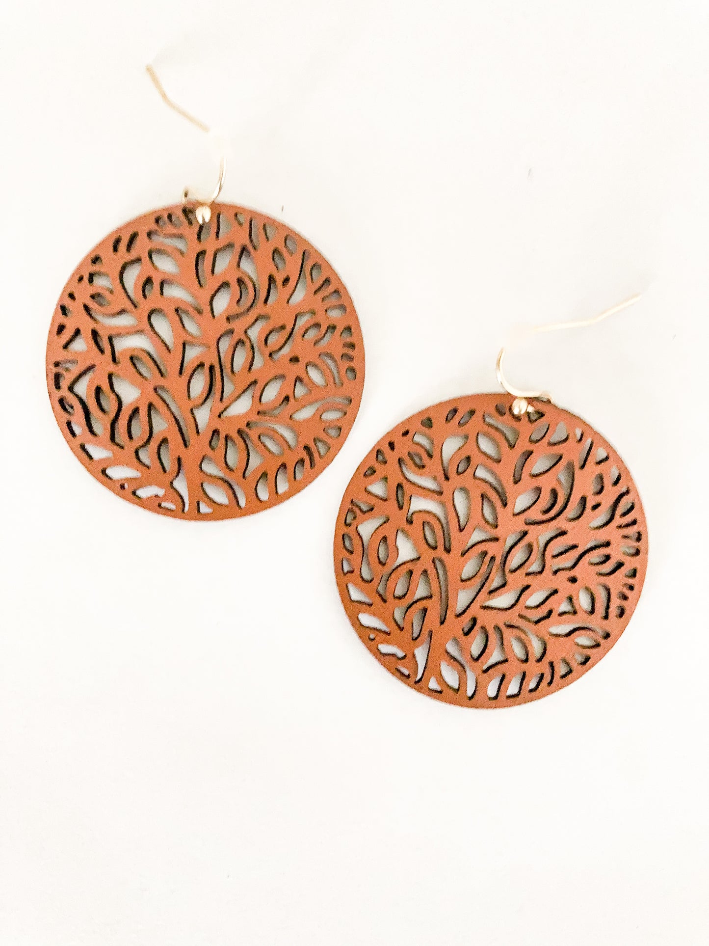 Tree Of Life Vegan Leather Earrings