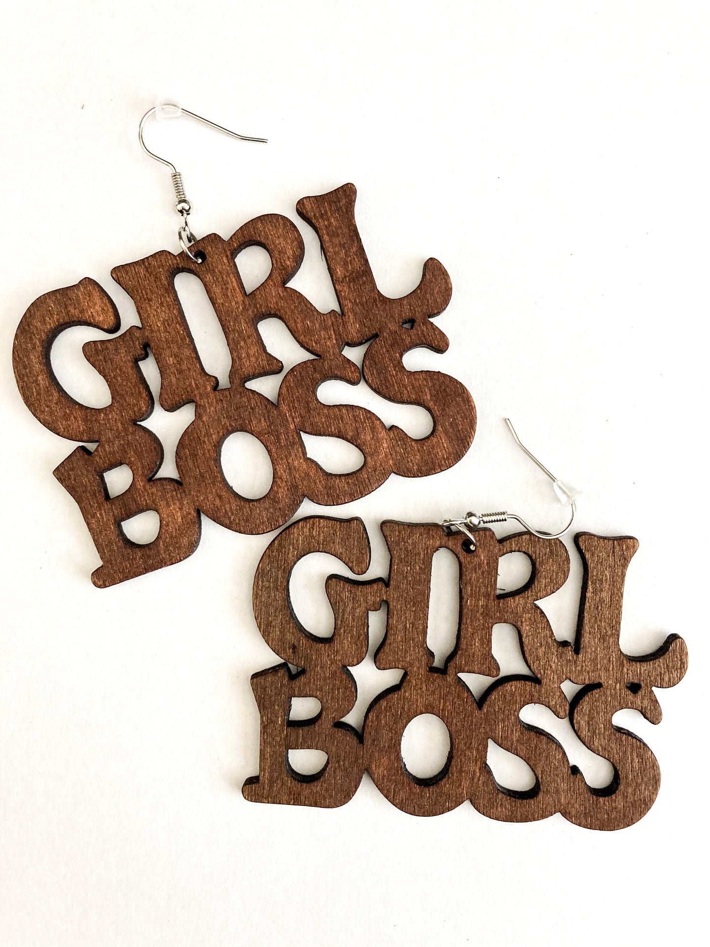 Girl Boss Wooden Earrings